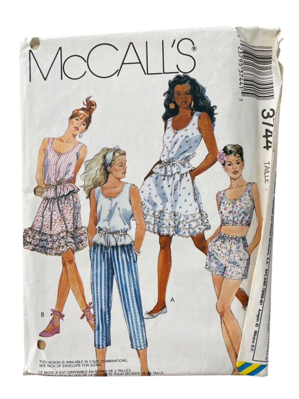 80s McCalls 3744 Tops Skirts Pants Shorts Sewing Pattern Size 6-8-10 Retro UNCUT